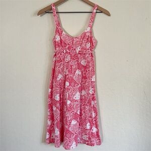 Lilly Pulitzer Fish Print Sleeveless Babydoll Mini Dress XS pink White Preppy